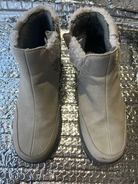 JBU Taupe Suede-Look Shearling Lined Ankle Boots